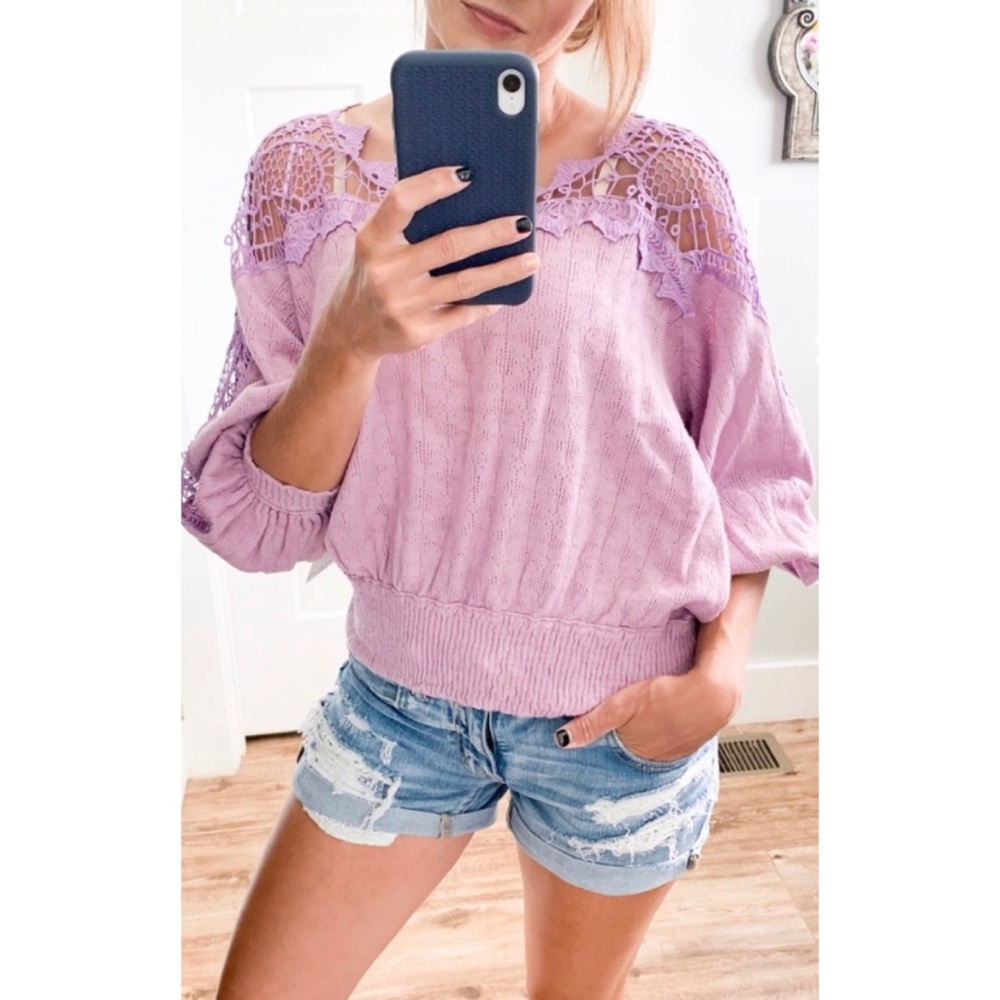 free people love lace sweater in purple